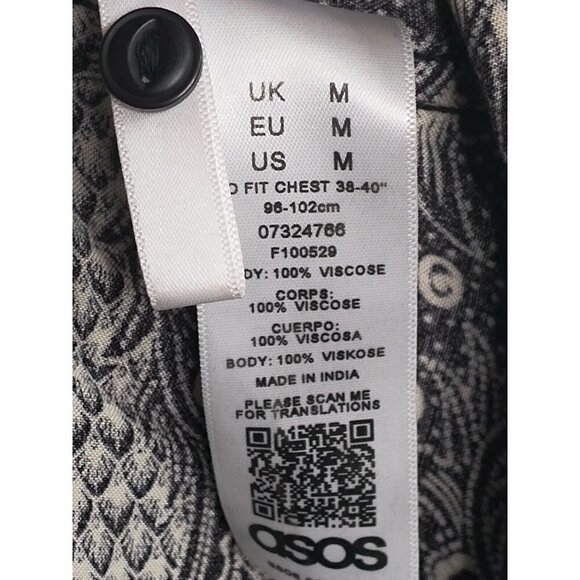 Asos Paisley Print Fringe Shirt Top Tunic Regular Fit Long Sleeve Women's Medium - Picture 11 of 12